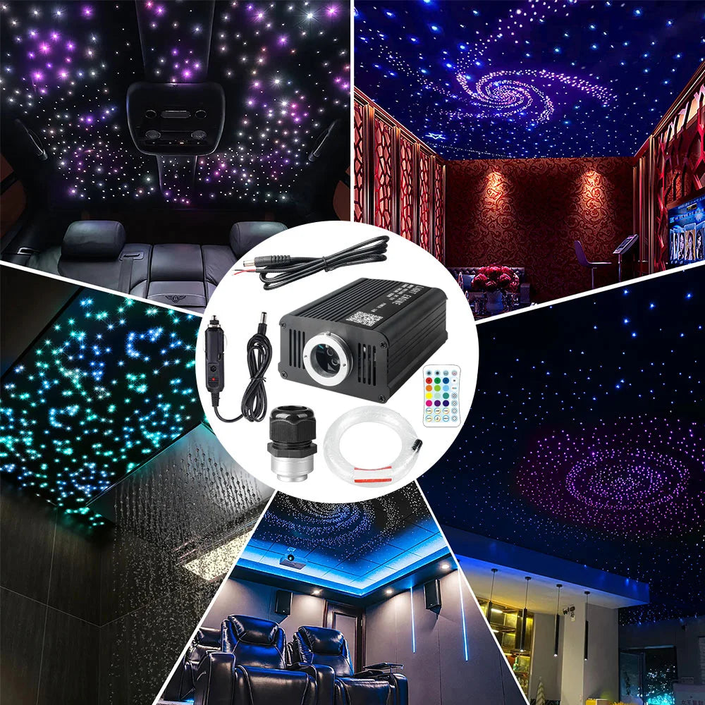 GlowMo Cosmic Starlight Kit � RGBW Fiber-Optic Headliner, 550 Stars + Music Sync