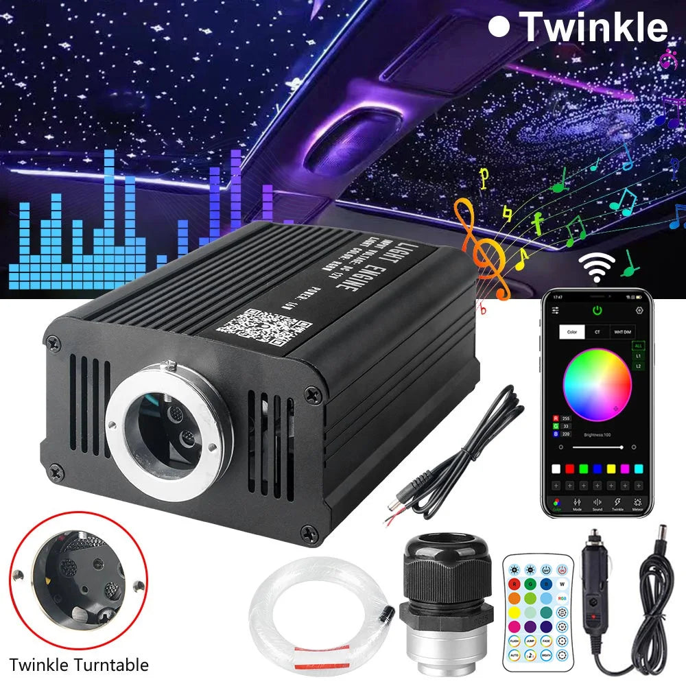 GlowMo Cosmic Starlight Kit � RGBW Fiber-Optic Headliner, 550 Stars + Music Sync