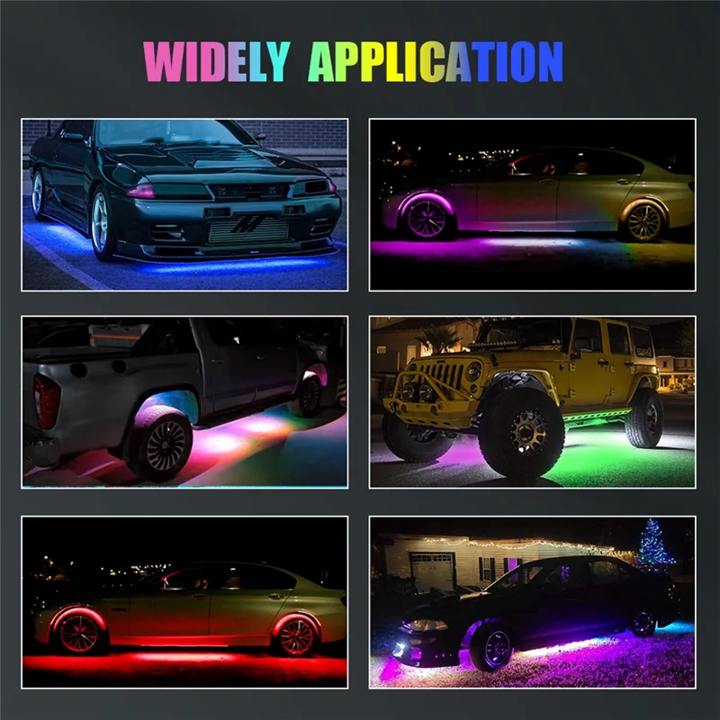 GlowMo 8-Pod Rock Light Underglow Kit � App + Music Sync, Smart Brake, IP68 Waterproof