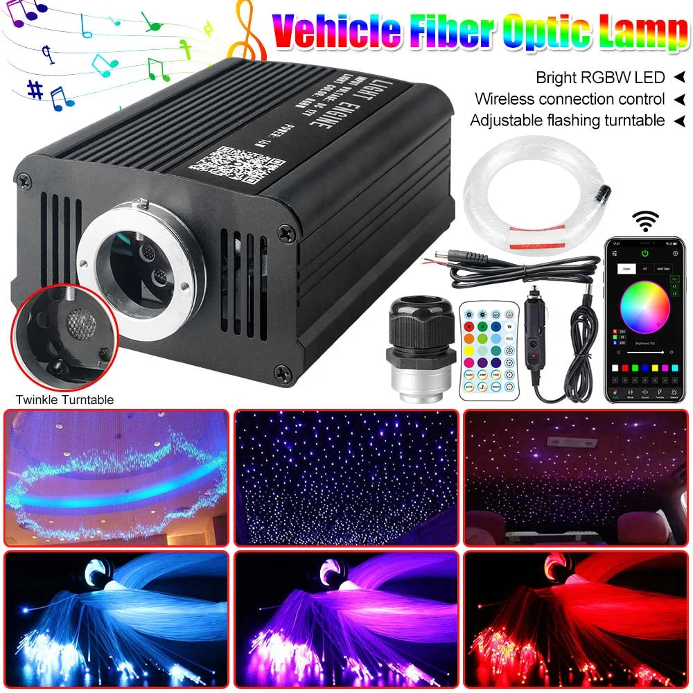GlowMo Cosmic Starlight Kit � RGBW Fiber-Optic Headliner, 550 Stars + Music Sync