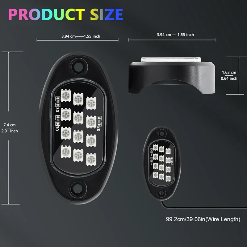 GlowMo 8-Pod Rock Light Underglow Kit � App + Music Sync, Smart Brake, IP68 Waterproof