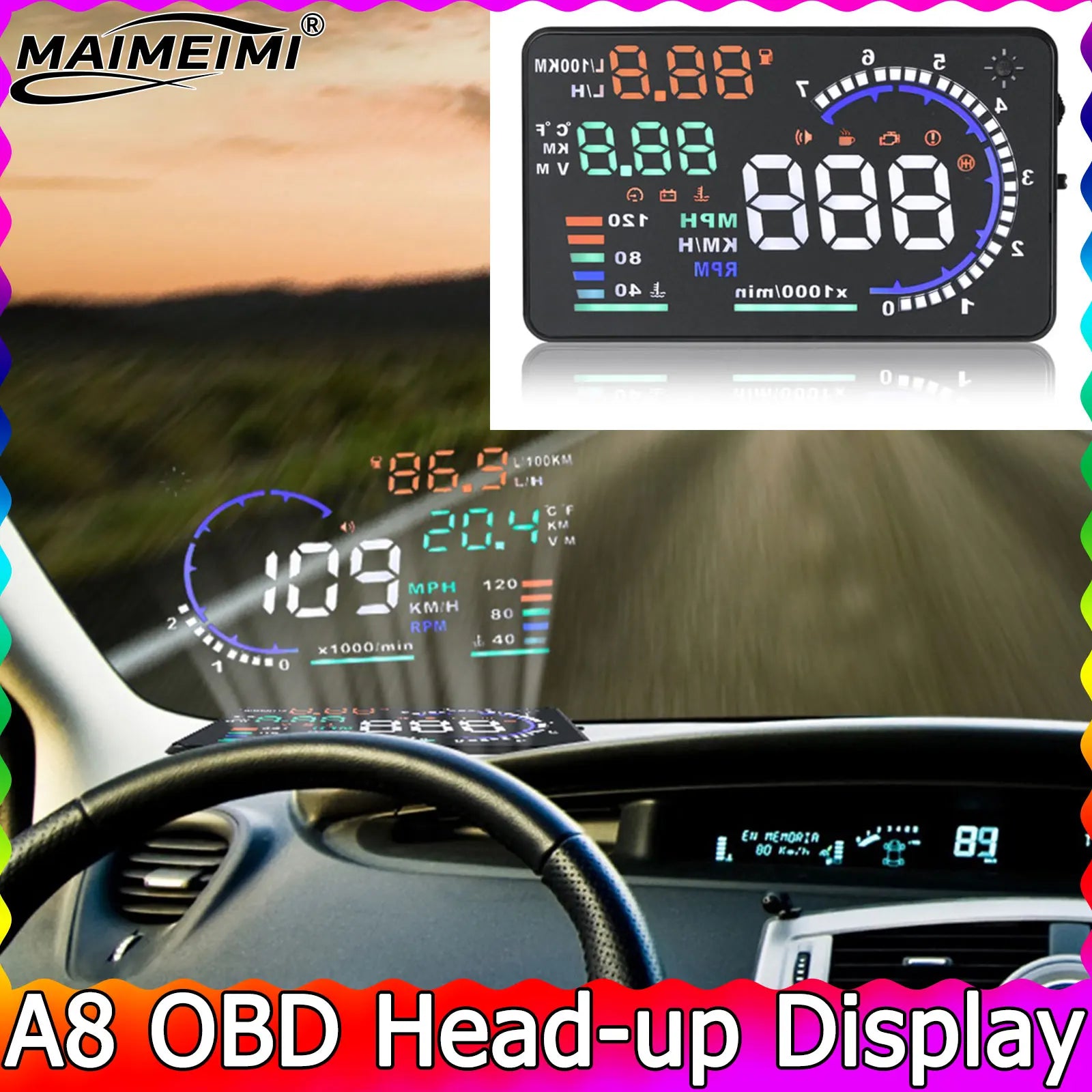 GlowMo Smart HUD Display — GPS Speed & Alerts on Your Windshield